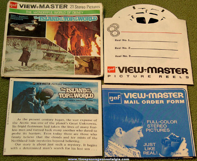 1974 Walt Disney The Island At The Top of The World Movie View Master Reel Set