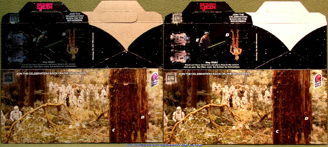 (2) Unused 1996 Star Wars Return of The Jedi Character Taco Bell Advertising Meal Boxes