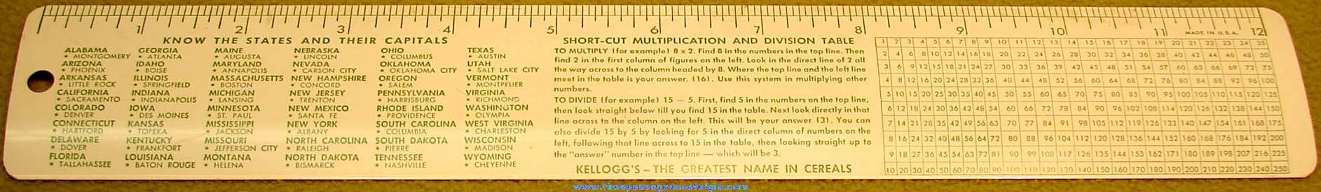 Old Kellogg’s Cereal Advertising Premium Tin School Ruler