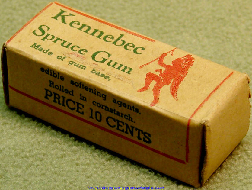 Old Full Advertising Box of Kennebec Spruce Gum