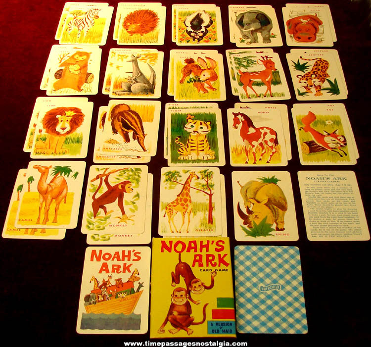 Colorful Old Boxed Fairchild Noah’s Ark Animal Card Game