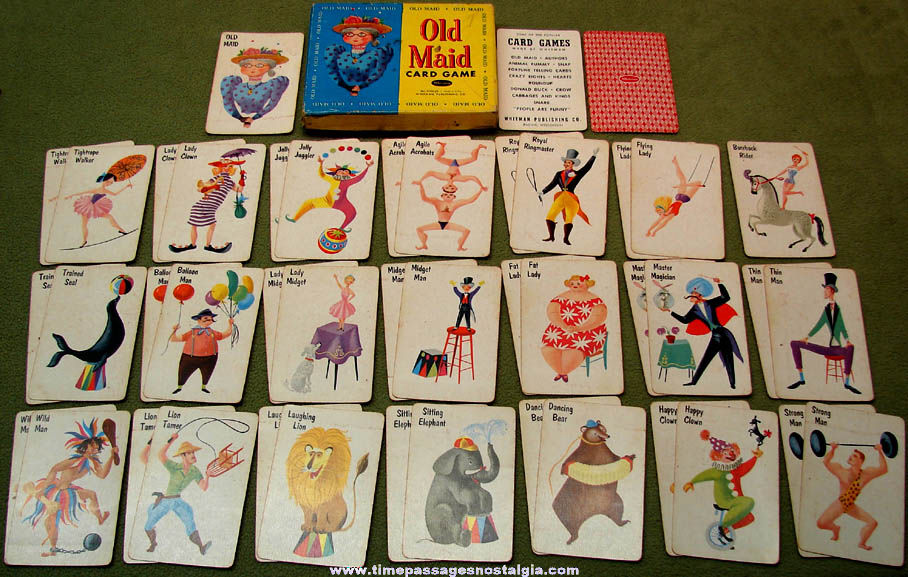 Colorful Boxed 1959 Whitman Old Maid Circus Character Card Game
