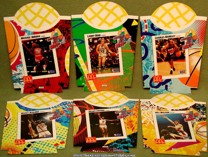 (6) Different Unused 1994 McDonald’s Restaurant Basketball MVP Player Advertising French Fry Box Holders