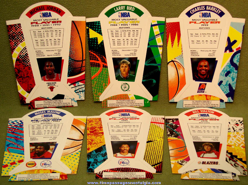 (6) Different Unused 1994 McDonald’s Restaurant Basketball MVP Player Advertising French Fry Box Holders