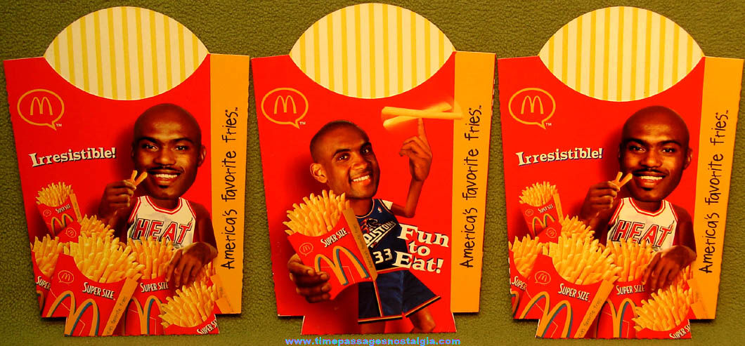 (3) Unused 1997 McDonald’s Restaurant Basketball America’s Favorite Guys Player Advertising French Fry Box Holders