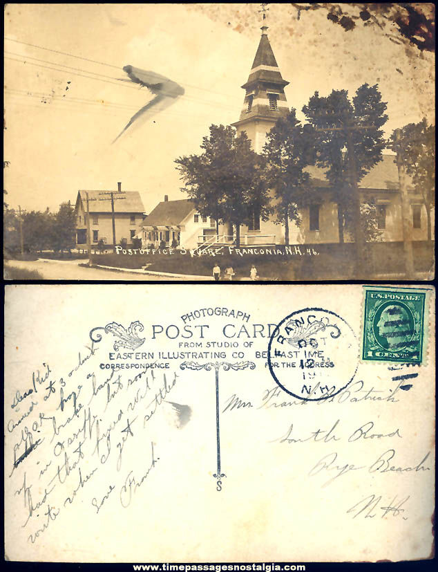 1917 Post Office Square Franconia New Hampshire Real Photo Post Card