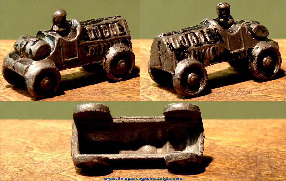 Old Miniature Metal Toy Dodge Race Car Automobile with Driver