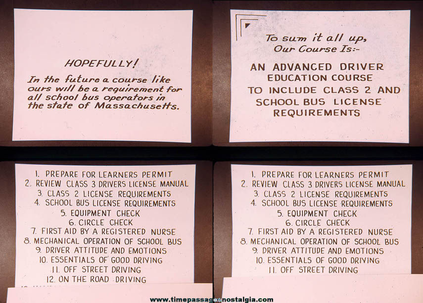 (28) 1973 Massachusetts Class 2 School Bus Driver License Training Photograph Slides