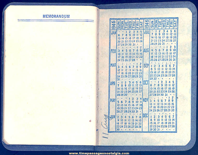 Small 1945 United States Navy Sailor Personal Address Book with Calendars