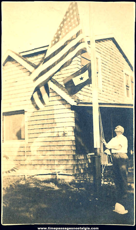 1917 World War I United States and Service Star Flag Raising Photograph
