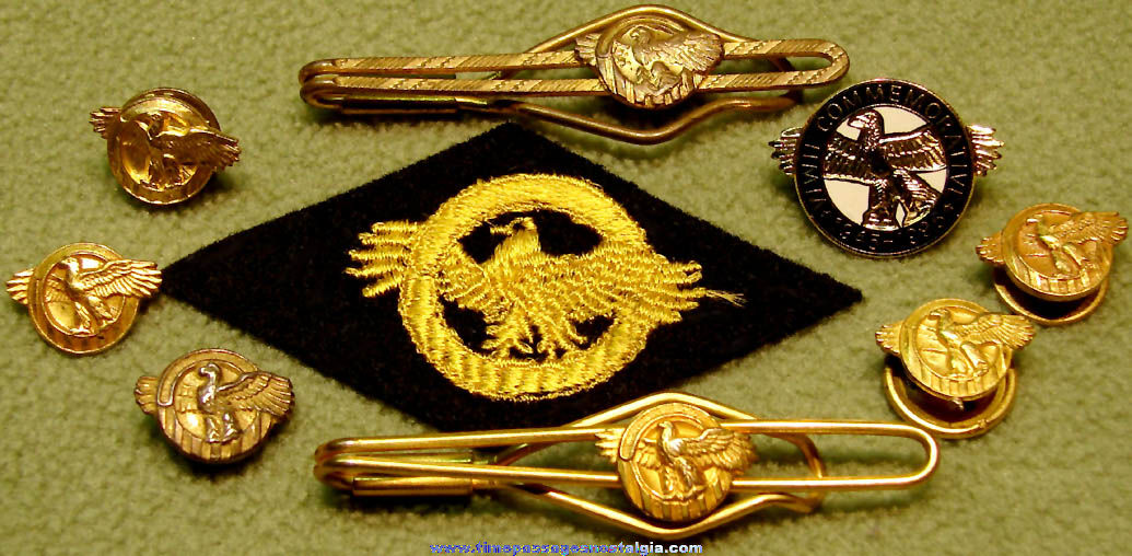 (9) Different American World War II Veteran Honorable Discharge or Ruptured Duck Emblem Items