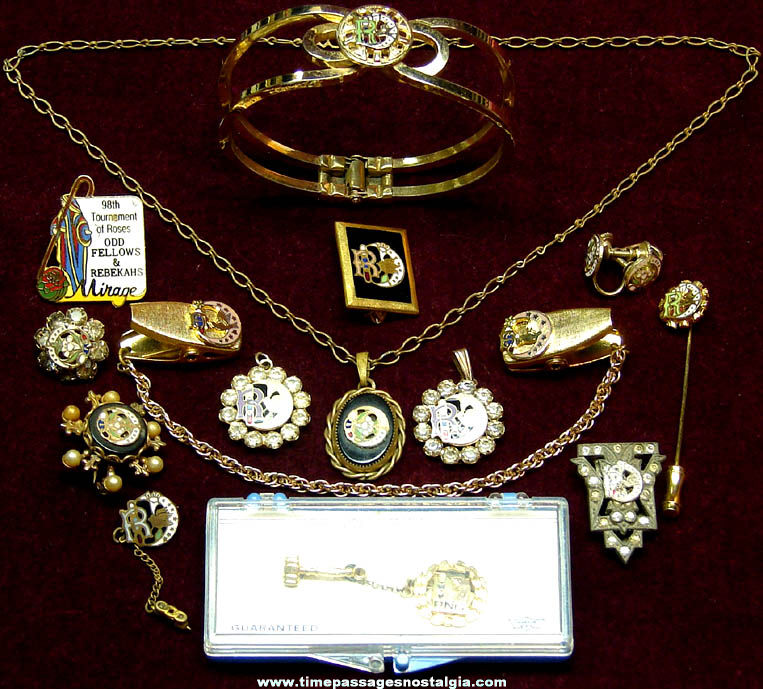 (15) Different Old Independent Order Of Odd Fellows I.O.O.F. Rebekah Fraternal Jewelry Items