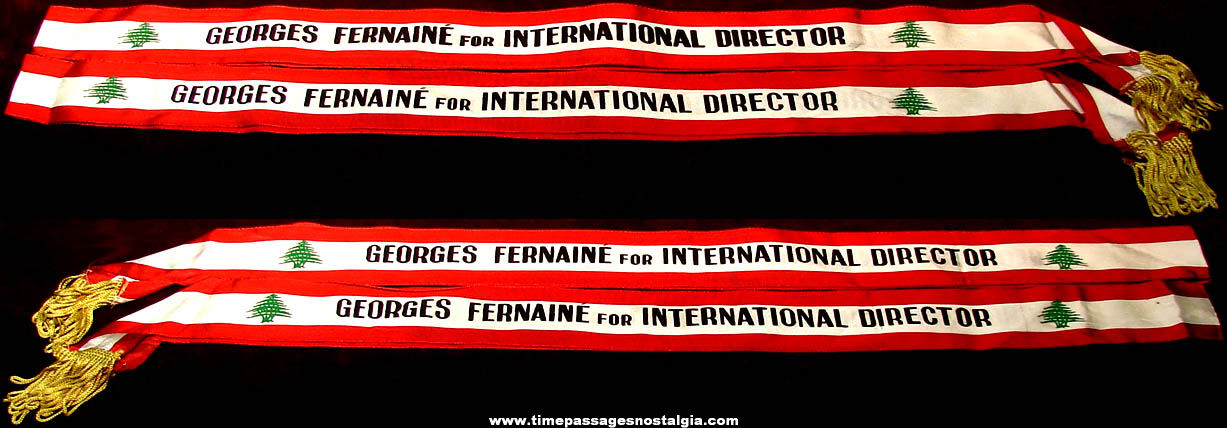 (2) Colorful Old Tall Cedars of Lebanon International Director Campaign Cloth Sashes