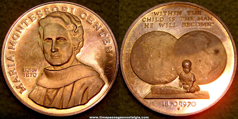 1970 Maria Montessori Centennial Advertising Medal Coin Token