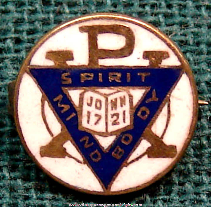 1896 Gold Plated & Enameled World Alliance  of YMCA Emblem Membership Pin