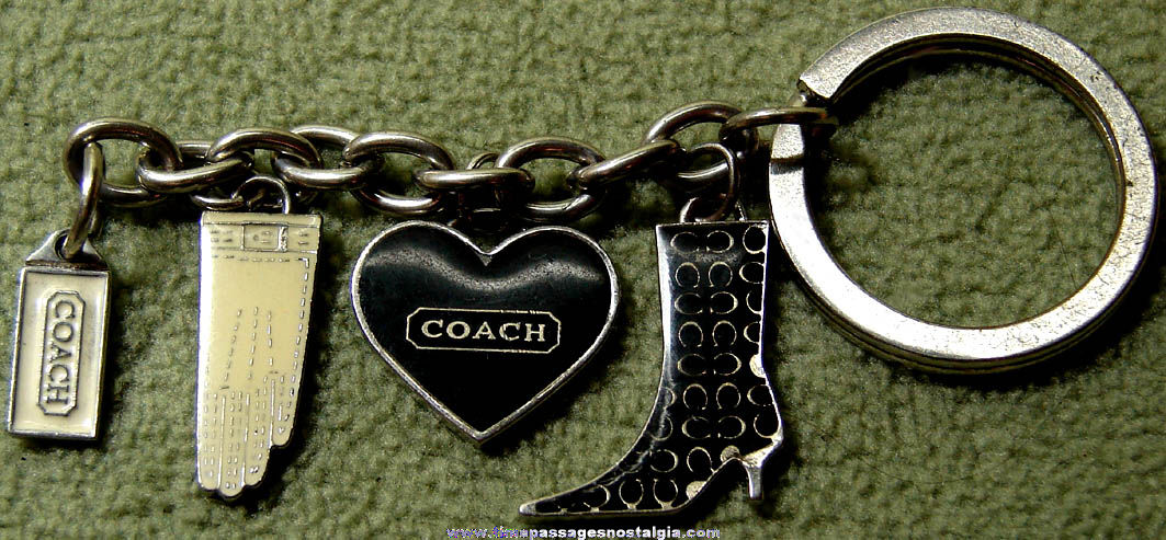 Coach Purse or Handbag Advertising Key Chain with (4) Painted Metal Charms