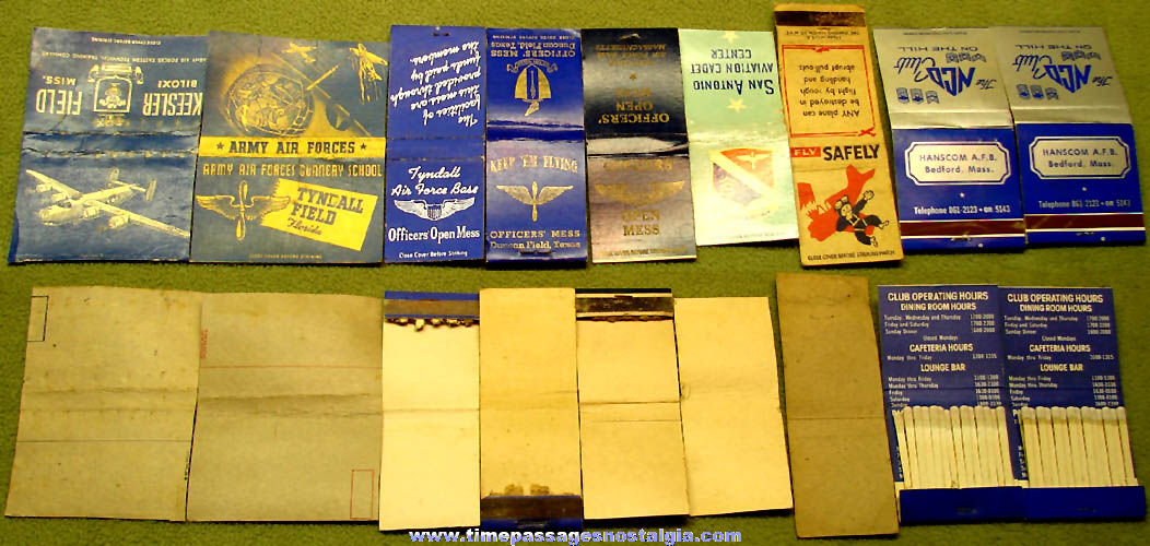 (9) Old United States Army Air Corps and Air Force Advertising Match Book Covers