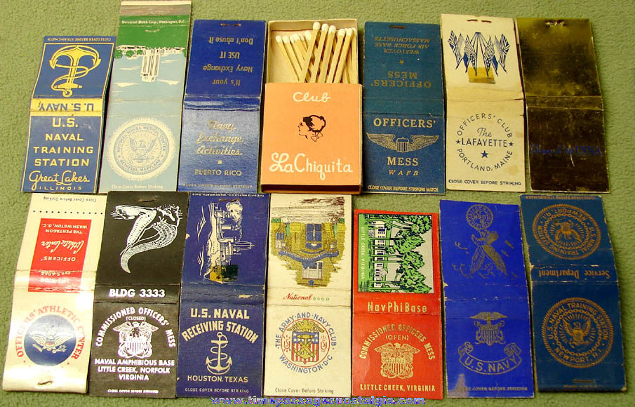 (14) Different Old United States Navy Advertising Match Book Covers