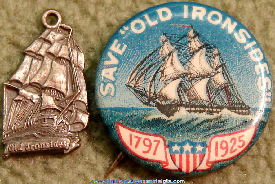 (2) Small Old United States Navy U.S.S. Constitution Old Ironsides Frigate Items