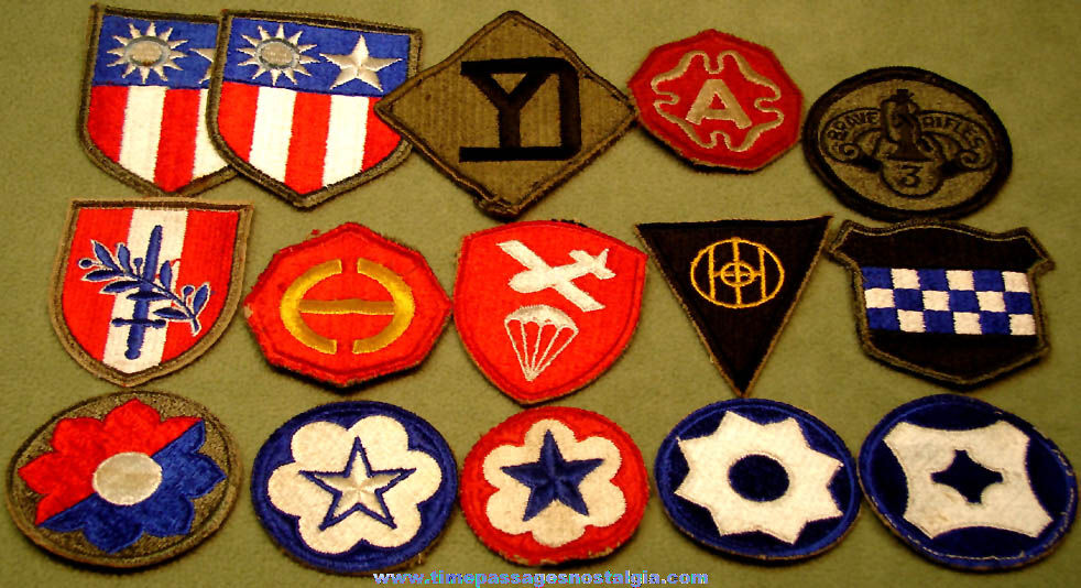 (15) Old United States Army Military Insignia Cloth Patches