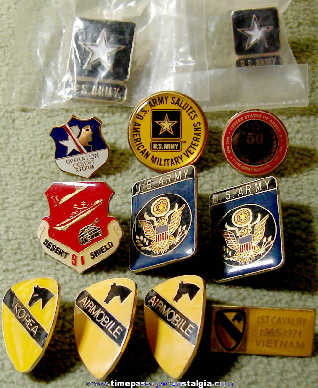 (12) United States Army Military Insignia Metal Hat Pins