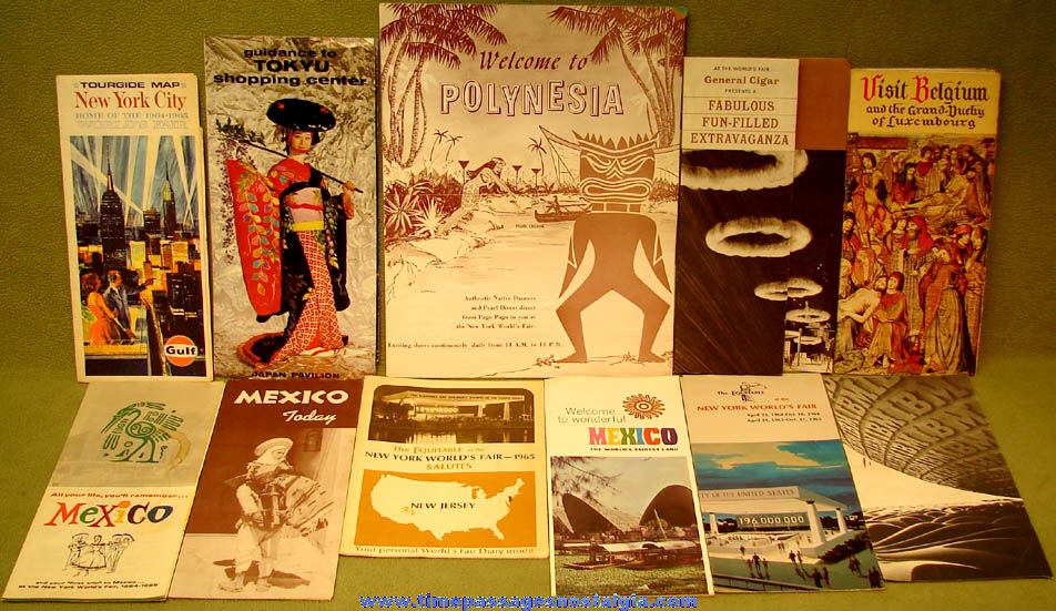(11) Different 1964 - 1965 New York World’s Fair Advertising Souvenir Paper Brochures & Maps