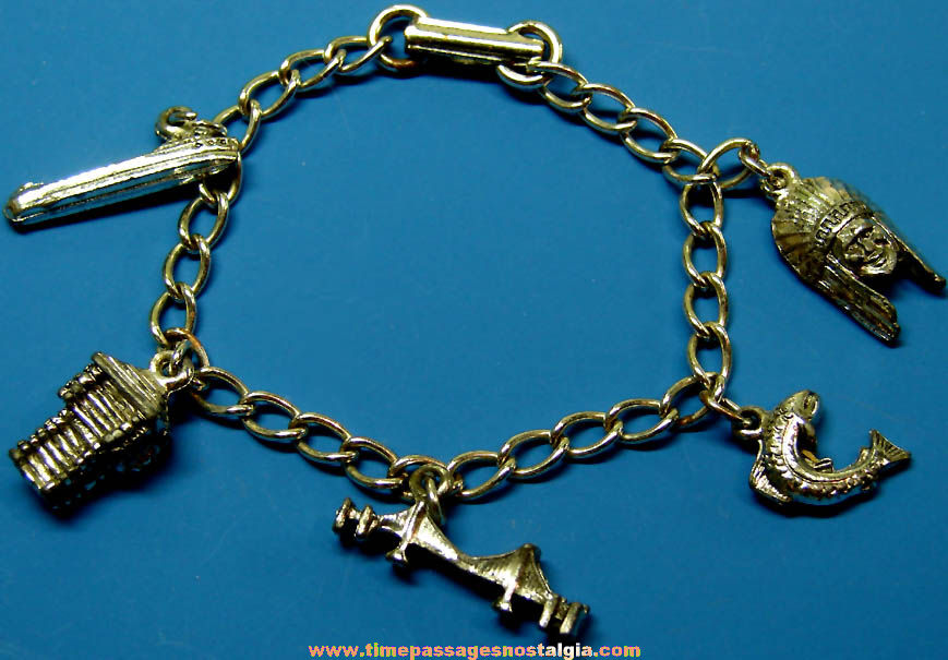 Old Soo Locks Sault Ste Marie Michigan Jewelry Charm Bracelet With (5) Miniature Charms