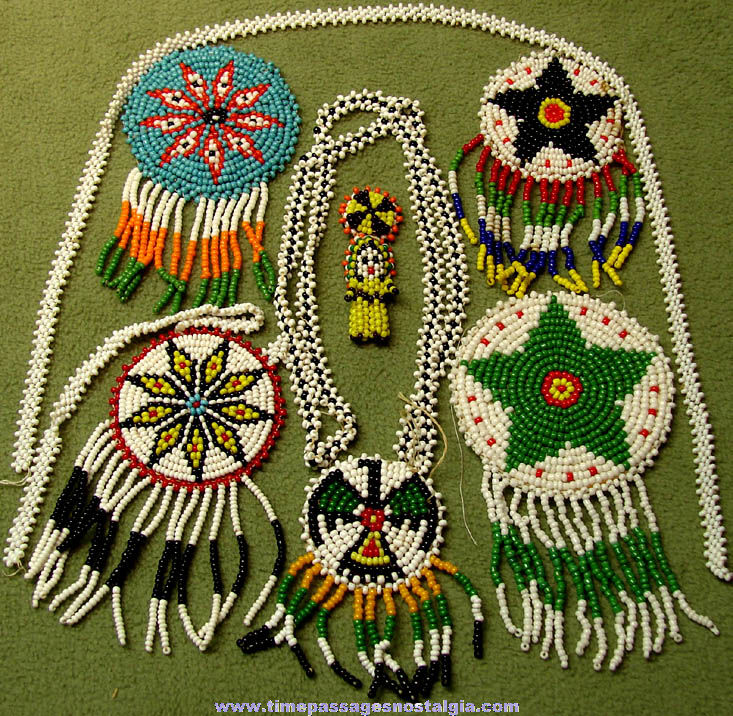 (6) Old Native American Indian Theme Beaded Items