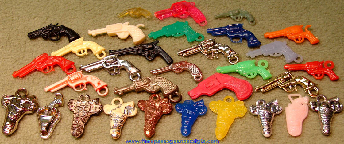 (31) Old Gum Ball Machine Prize Miniature Toy Revolver Pistol Gun Charms