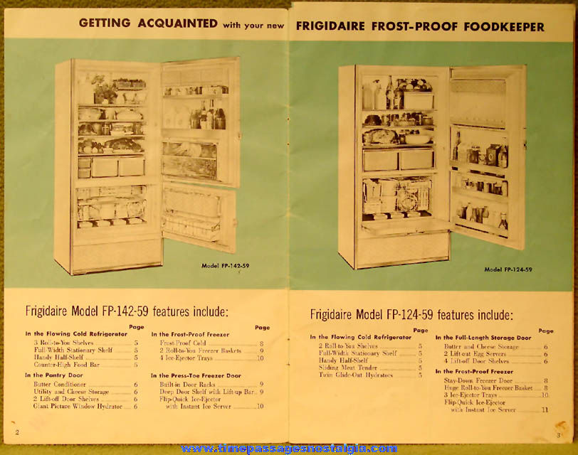 1958 Frigidaire Frost Proof Refrigerator Freezer Owners Manual Booklet