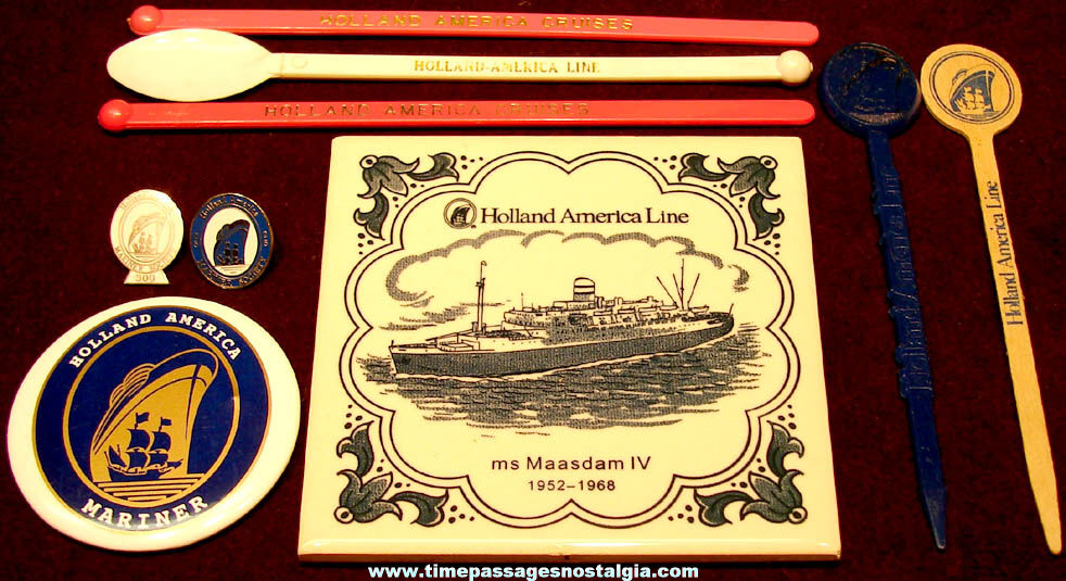 (9) Old Holland American Line Ocean Liner Cruise Ship Advertising and Souvenir Items