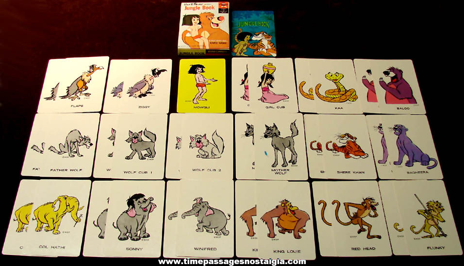 Colorful ©1966 Boxed Walt Disney Jungle Book Cartoon Character Ed-U-Cards Card Game