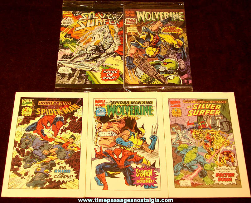 (5) Different 1993 & 1994 Drakes Cakes Superheroes Premium Miniature Marvel Comic Books