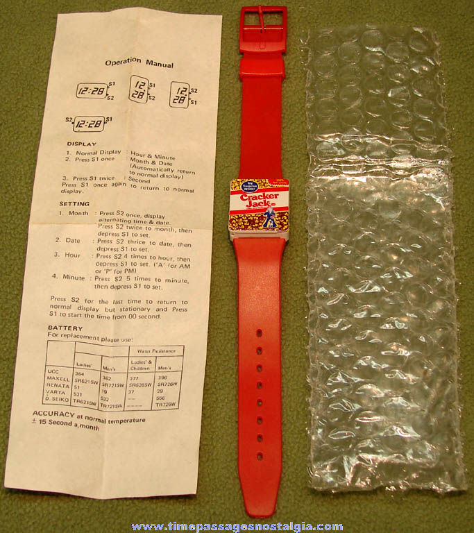 Old Unused Cracker Jack Pop Corn Confection Canadian Mail Away Premium Wrist Watch