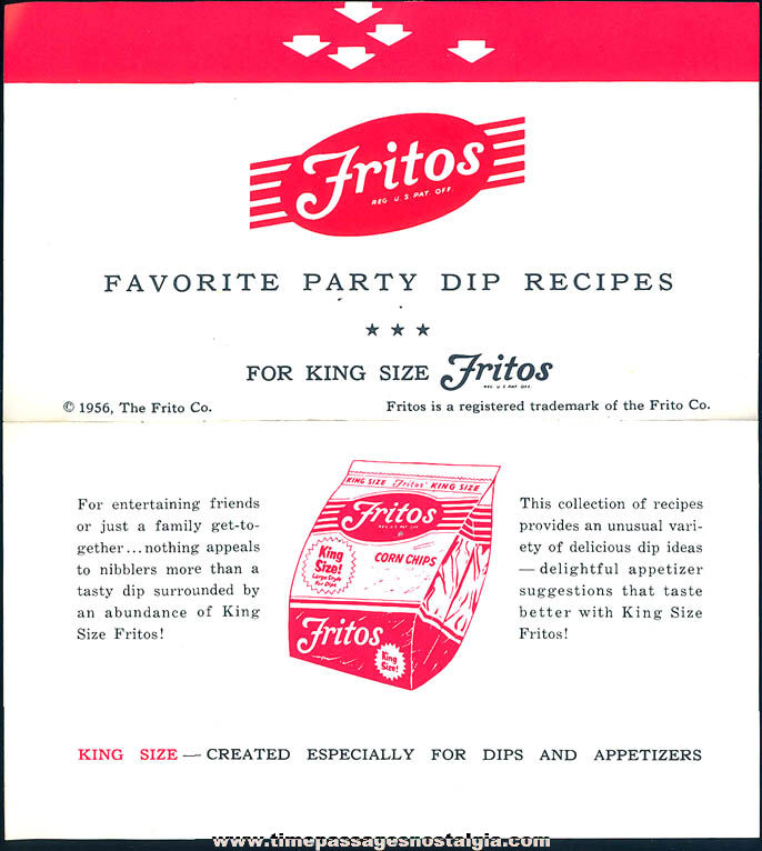 1956 Fritos Corn Chips Advertising Premium Recipe Booklet