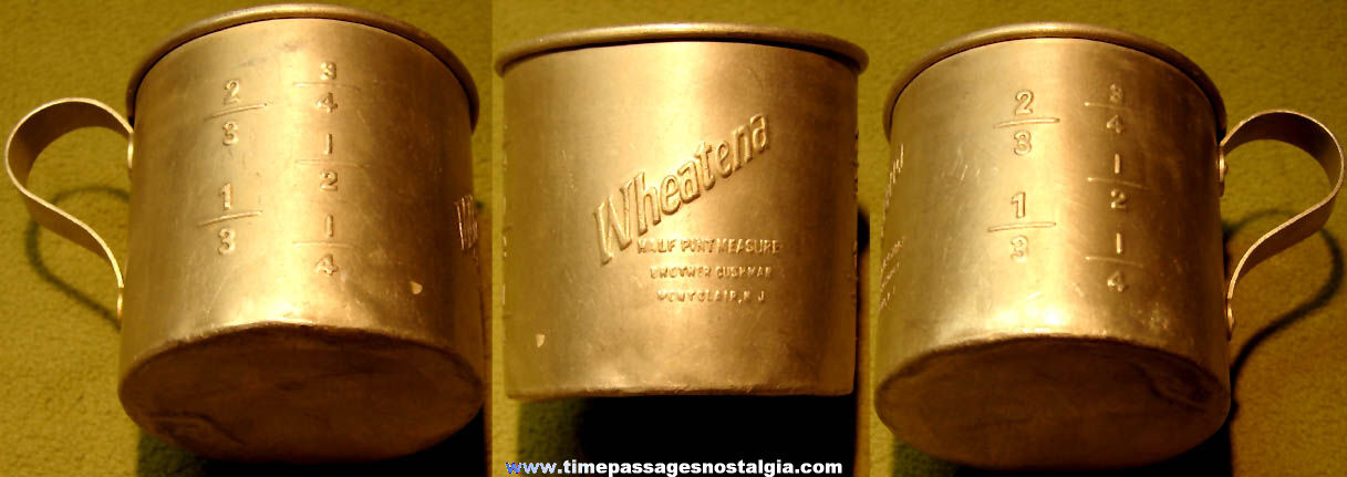 Old Wheatena Hot Cereal Advertising Premium Embossed Aluminum Metal Measuring Cup
