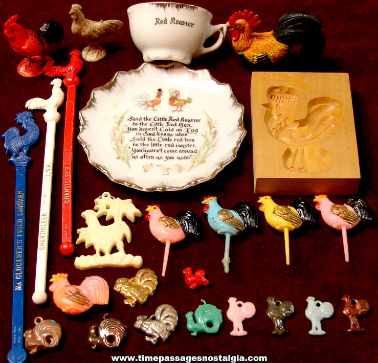(25) Small Old Chicken Rooster Bird Related Items