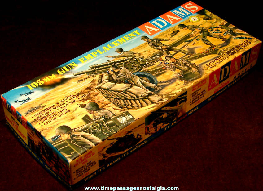 Boxed Unbuilt 1958 Adams Action Model 105mm Gun Emplacement Model Kit