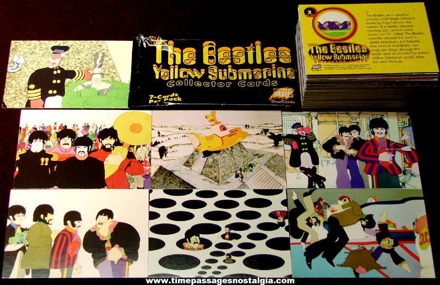 (65) Colorful 1999 Beatles Yellow Submarine Movie Music Non Sports Trading Cards + Wrapper
