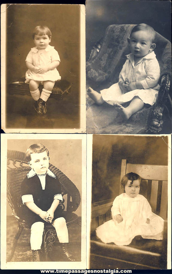 (12) Old Real Photo Post Cards of Babies and Children