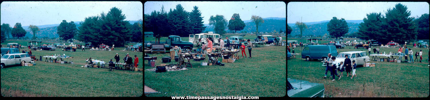 (3) Old Outdoor Flea Market Color Photograph Slides