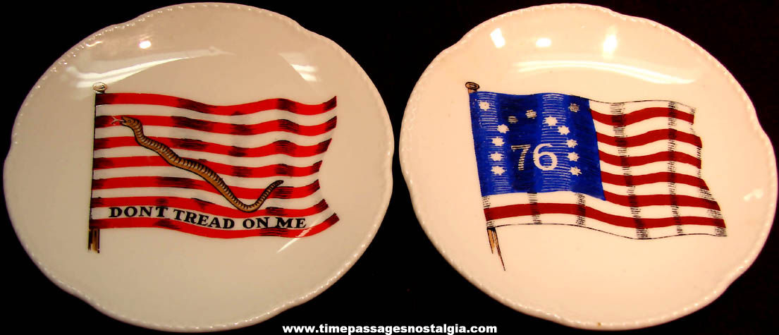 (2) Different Richard Shreve American Flag Miniature Christmas Plates