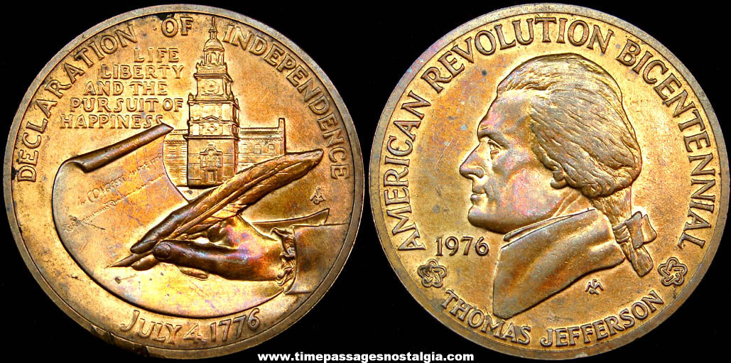 1976 American Revolution Bicentennial Thomas Jefferson Medal Coin