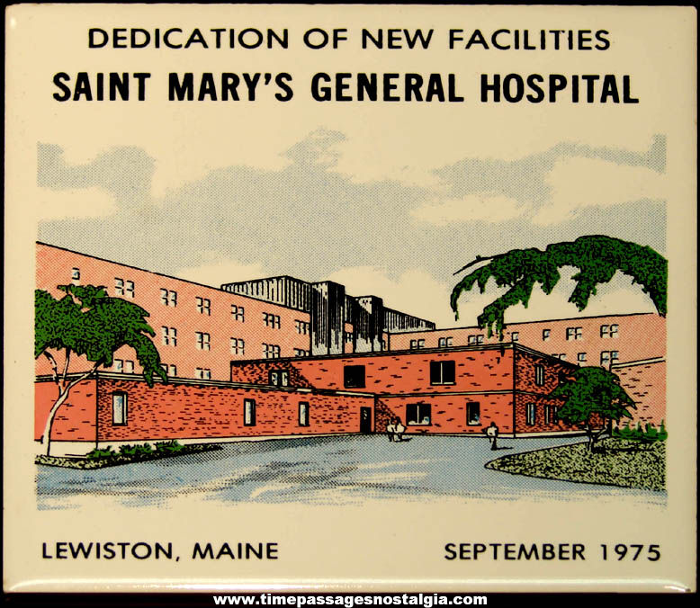 1975 Saint Mary’s General Hospital Lewiston Maine Advertising Trivet Tile