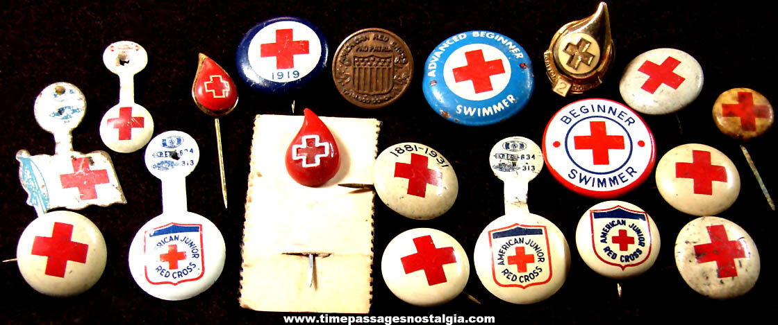 (19) Small Old American or International Red Cross Advertising Items