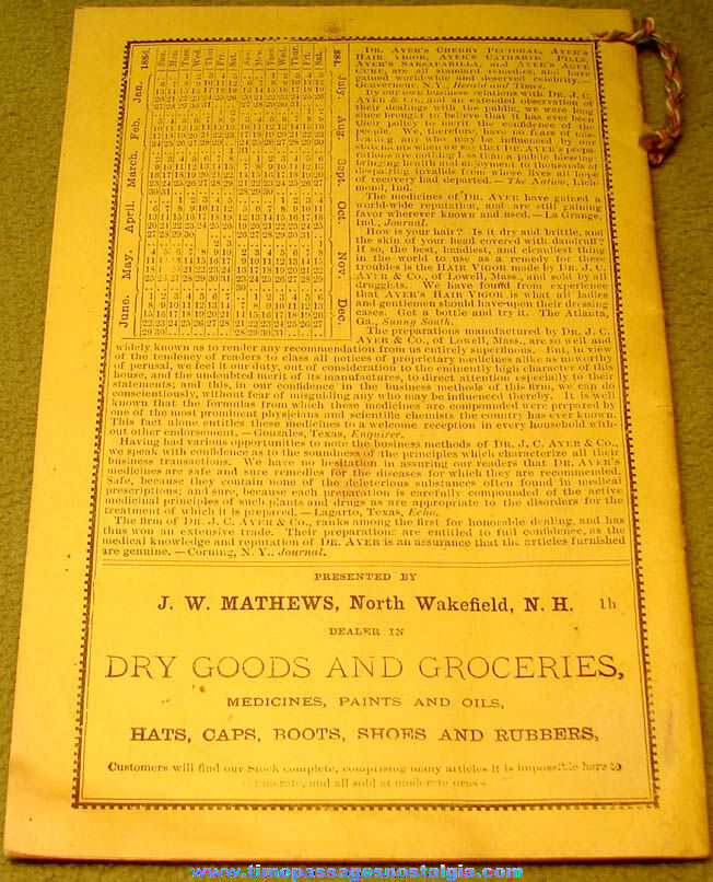 1884 Doctor J. C.  Ayer & Company Advertising American Almanac