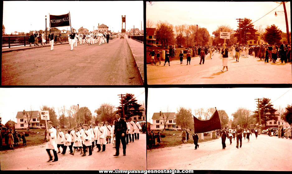 (8) Large Old Maine School Parade Photograph Negatives