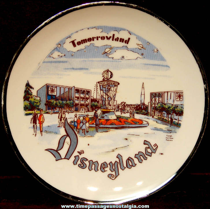 Old Walt Disney Productions Disneyland Tomorrowland Advertising Souvenir Plate