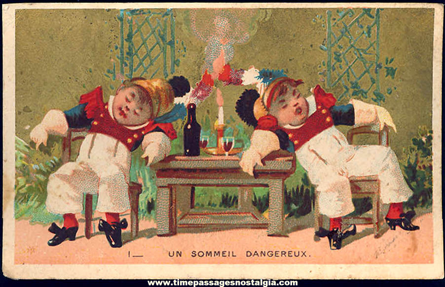 Colorful Old and Interesting Victorian Children Soldiers Picture Card