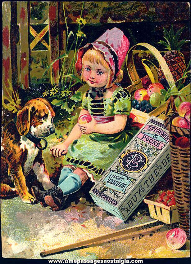 Colorful Old Stickney & Poor’s Spices and Extracts Victorian Advertising Trade Card